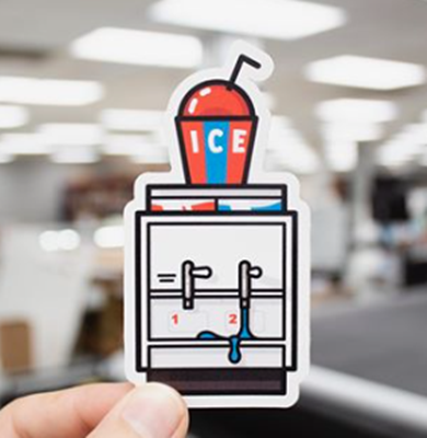 Stickers Die cut sticker with image of icee machine