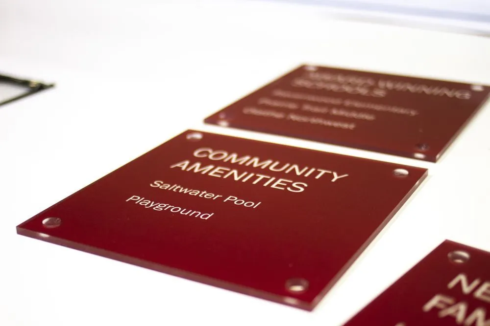 Rigid Signs Square maroon acrylic sign